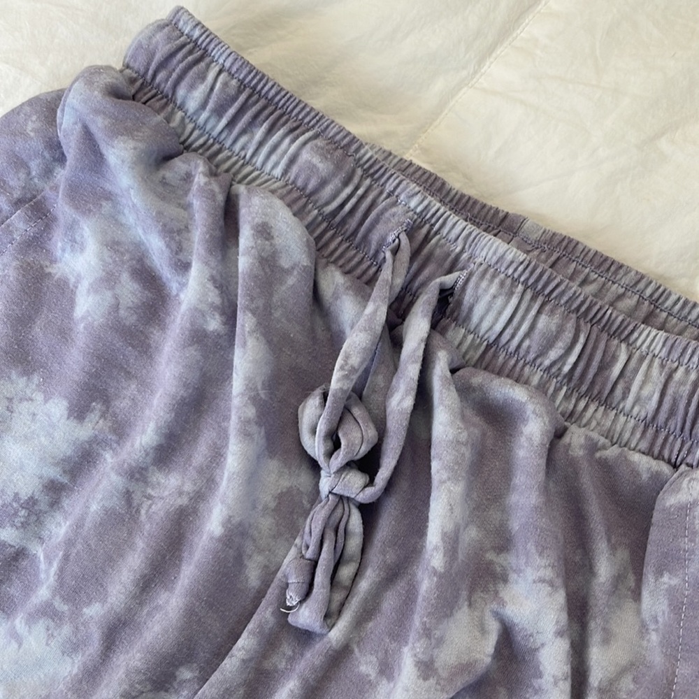 onzie purple tie die shorts